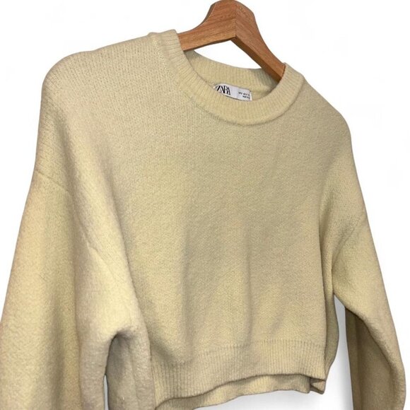 Zara Butter Yellow Cropped Sweater Size Small Spring - Picture 3 of 4